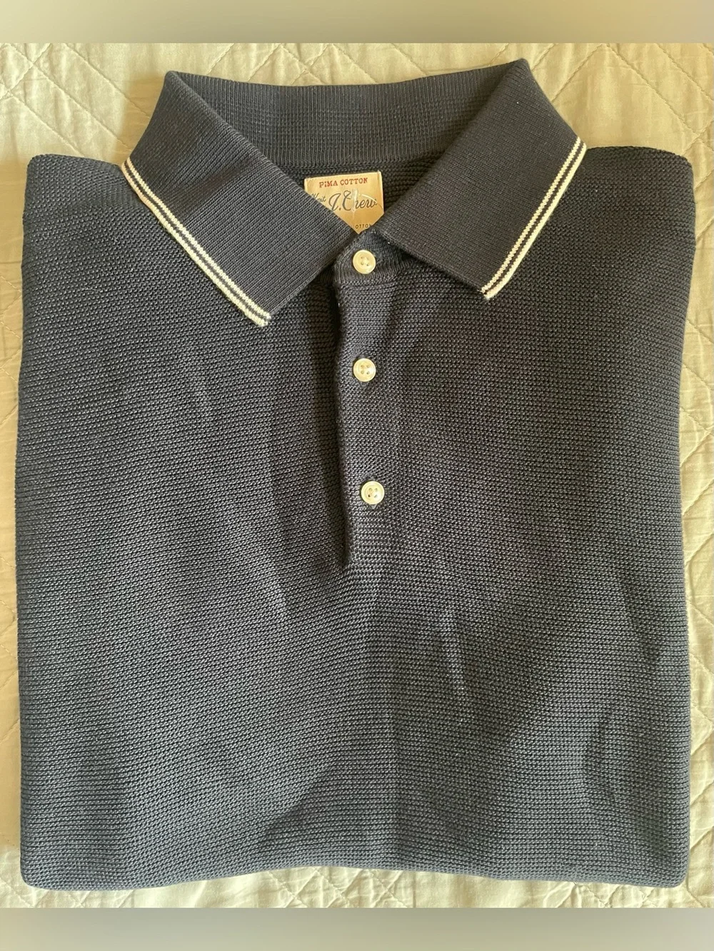 J. CREW Short-sleeve tipped sweater-polo in Pima cotton Size S $118 CT217